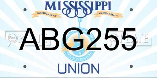 ABG255 Mississippi License Plate