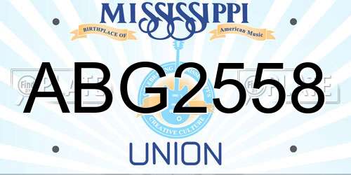 ABG2558 Mississippi License Plate