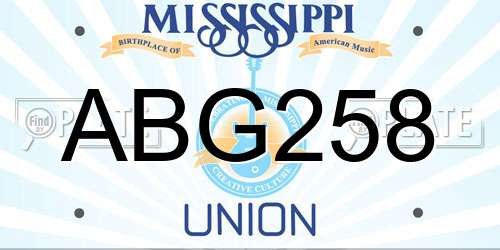 ABG258 Mississippi License Plate