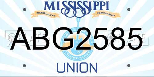 ABG2585 Mississippi License Plate