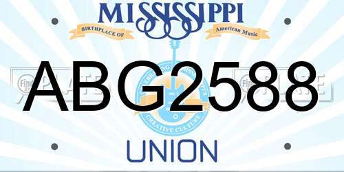ABG2588 Mississippi License Plate