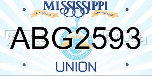 ABG2593 Mississippi License Plate