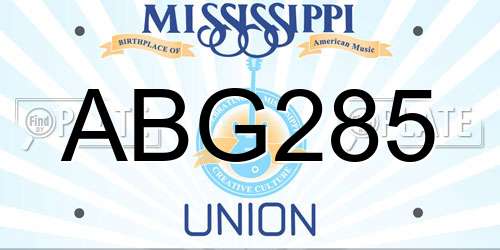 ABG285 Mississippi License Plate