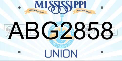 ABG2858 Mississippi License Plate