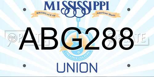 ABG288 Mississippi License Plate