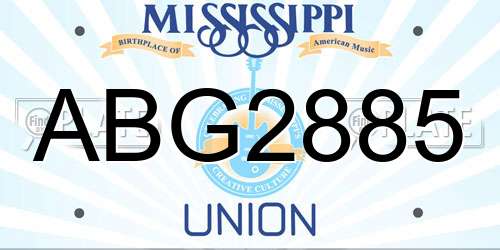 ABG2885 Mississippi License Plate