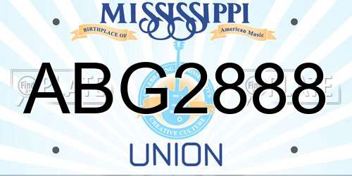 ABG2888 Mississippi License Plate