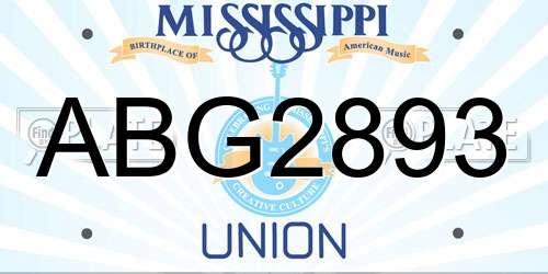 ABG2893 Mississippi License Plate