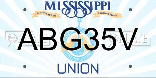 ABG35V Mississippi License Plate