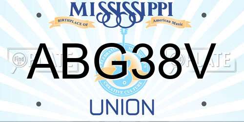 ABG38V Mississippi License Plate