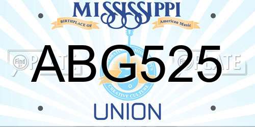 ABG525 Mississippi License Plate