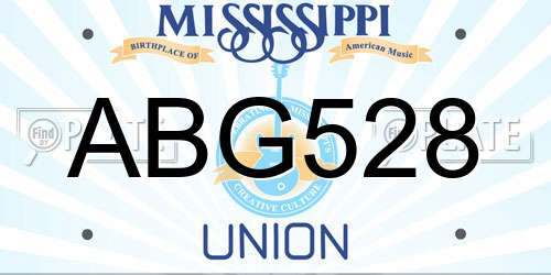 ABG528 Mississippi License Plate
