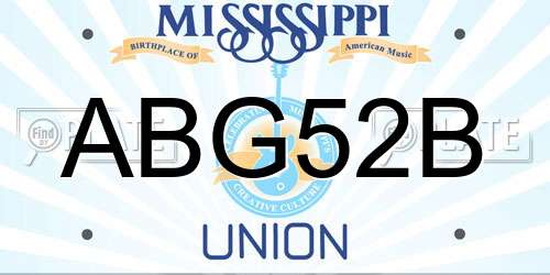 ABG52B Mississippi License Plate