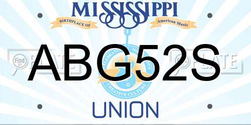 ABG52S Mississippi License Plate