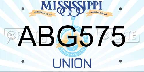 ABG575 Mississippi License Plate