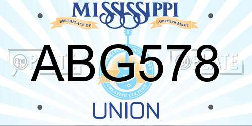 ABG578 Mississippi License Plate
