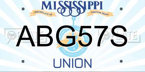 ABG57S Mississippi License Plate