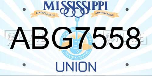 ABG7558 Mississippi License Plate