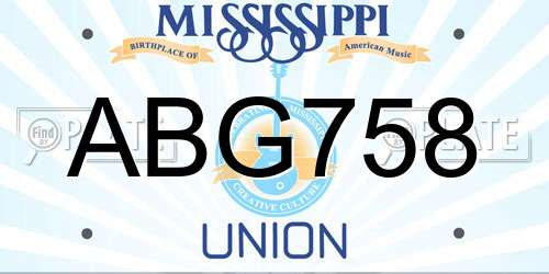 ABG758 Mississippi License Plate