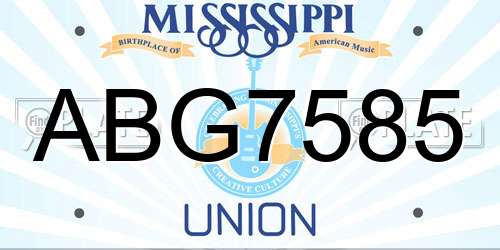 ABG7585 Mississippi License Plate