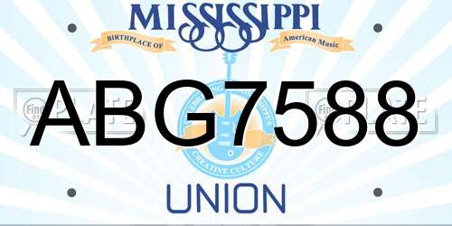 ABG7588 Mississippi License Plate