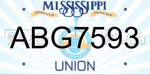 ABG7593 Mississippi License Plate