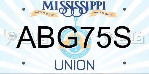 ABG75S Mississippi License Plate