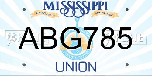 ABG785 Mississippi License Plate
