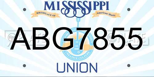 ABG7855 Mississippi License Plate