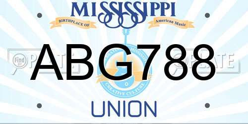 ABG788 Mississippi License Plate