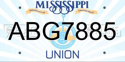 ABG7885 Mississippi License Plate