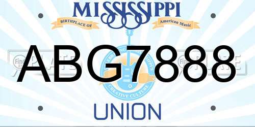 ABG7888 Mississippi License Plate