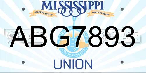 ABG7893 Mississippi License Plate