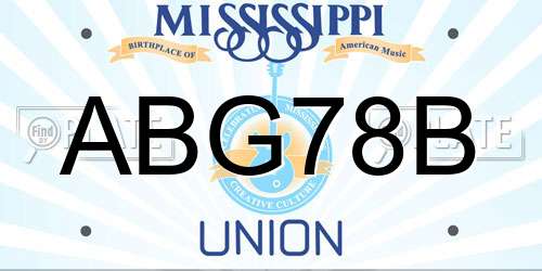 ABG78B Mississippi License Plate