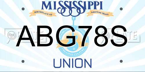 ABG78S Mississippi License Plate