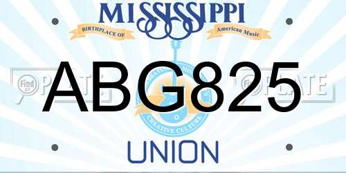 ABG825 Mississippi License Plate