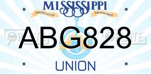 ABG828 Mississippi License Plate