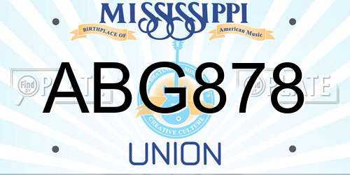 ABG878 Mississippi License Plate