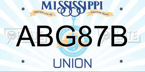 ABG87B Mississippi License Plate