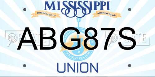 ABG87S Mississippi License Plate