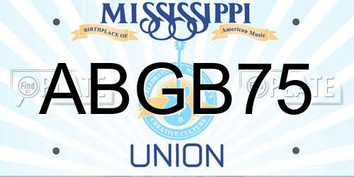 ABGB75 Mississippi License Plate