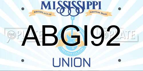 ABGI92 Mississippi License Plate