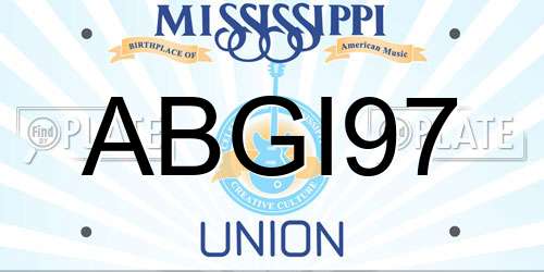 ABGI97 Mississippi License Plate