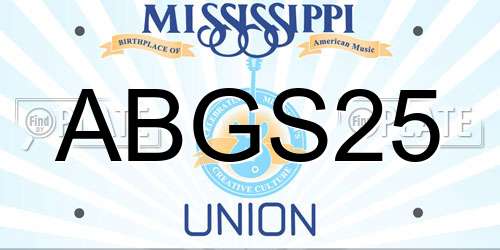 ABGS25 Mississippi License Plate