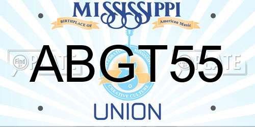 ABGT55 Mississippi License Plate
