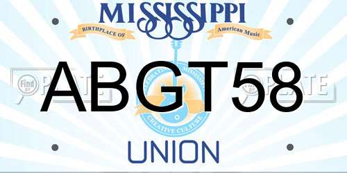 ABGT58 Mississippi License Plate