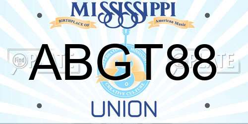 ABGT88 Mississippi License Plate