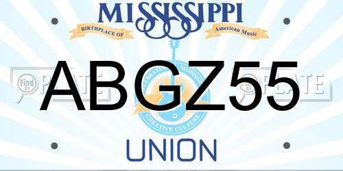 ABGZ55 Mississippi License Plate
