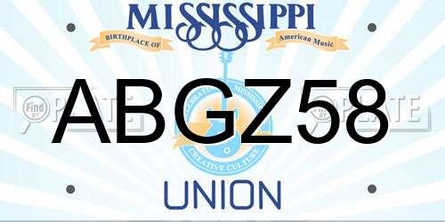 ABGZ58 Mississippi License Plate