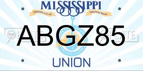 ABGZ85 Mississippi License Plate